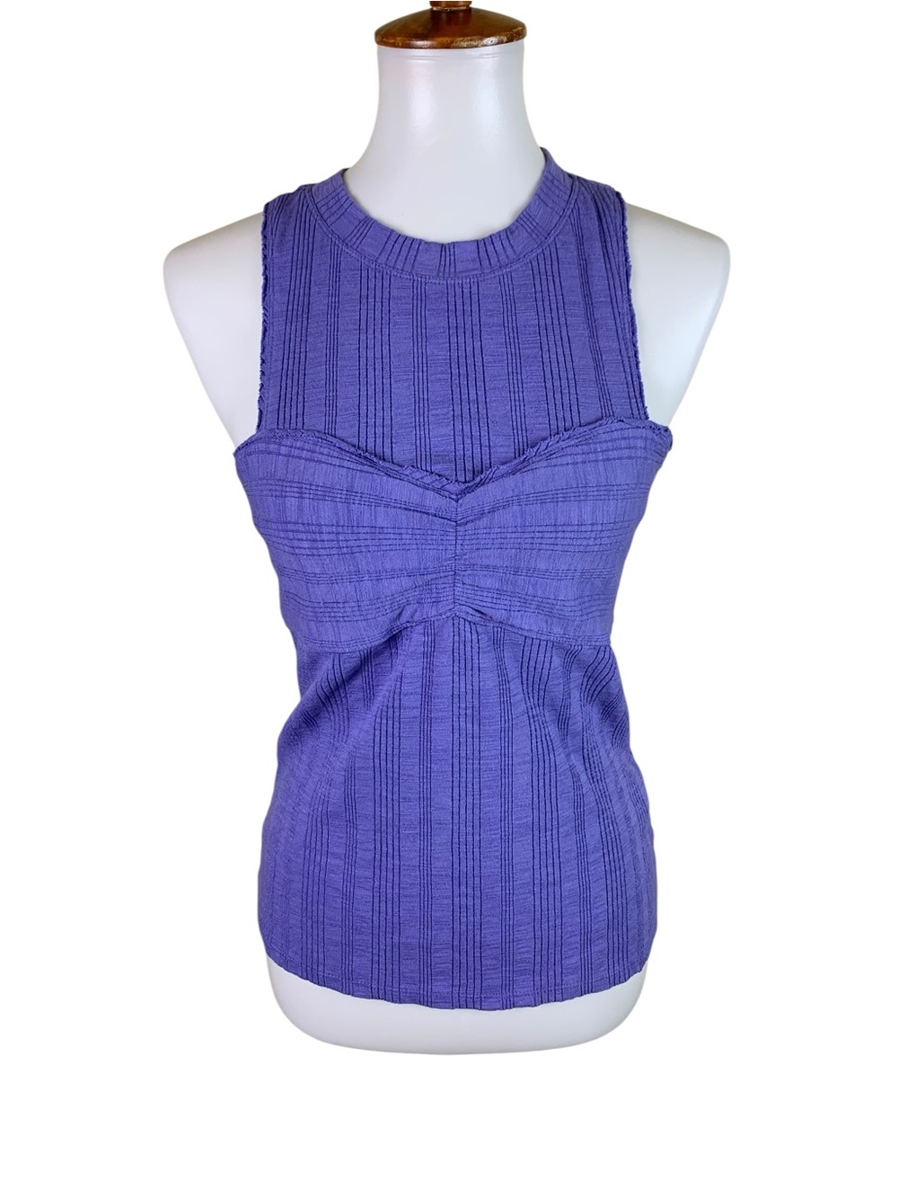 Pilcro Purple Ribbed Sleeveless Knit Tank Top‎ Ruched Stretch Medium